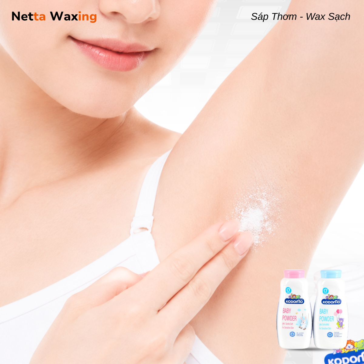 Thoa phấn rơm trước khi wax lông