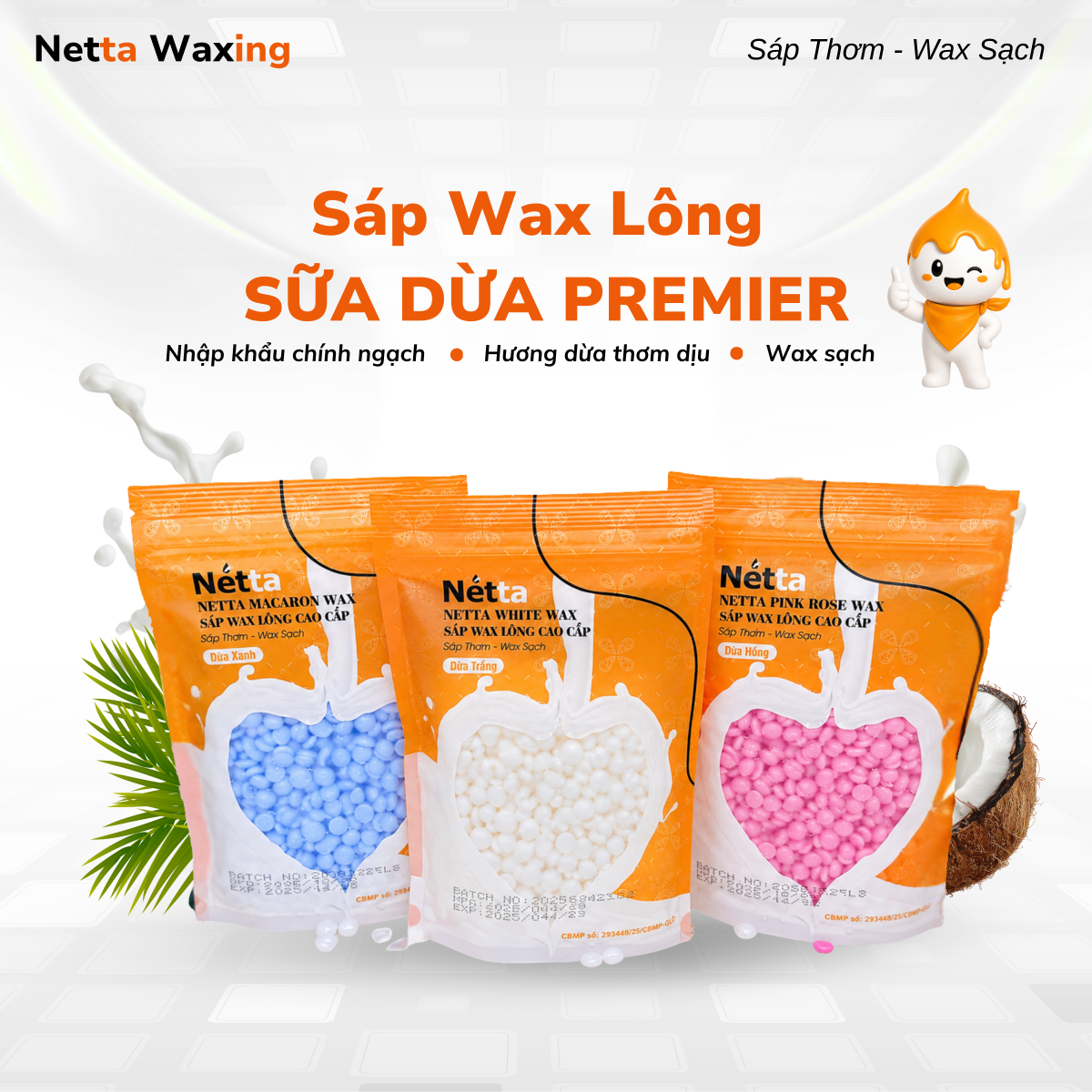 Sáp wax dừa Premier Netta